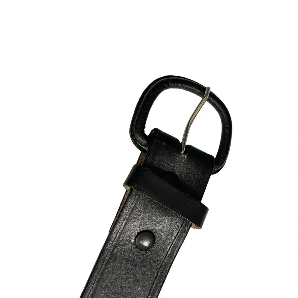 Vtg Mens Belt Black Leather 38 Handcrafted Mexico Cowboy Rodeo Western 1.5